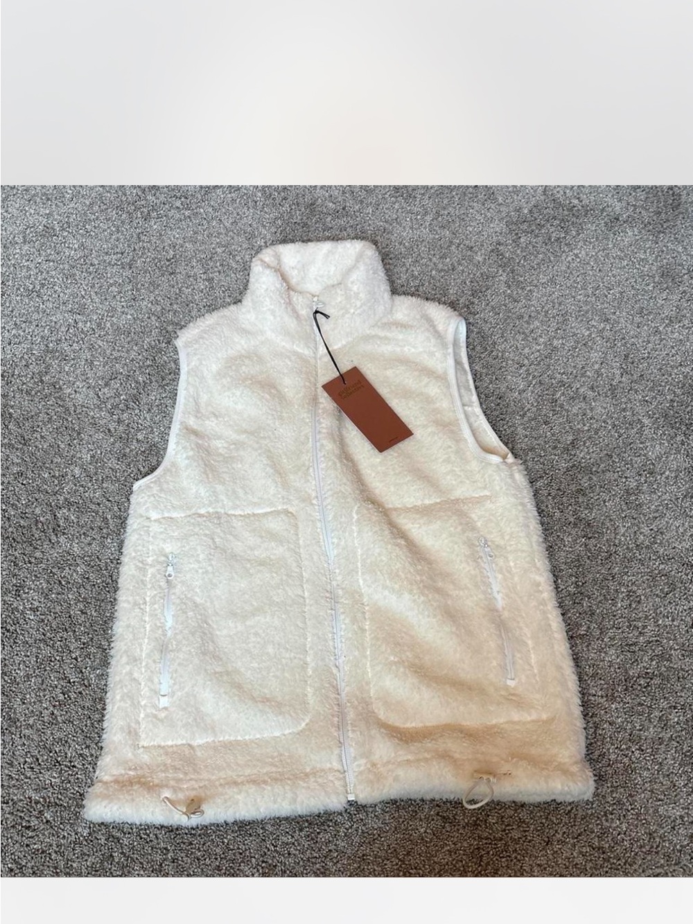 girlfriend collective Ivory Sherpa Zip-Up Vest